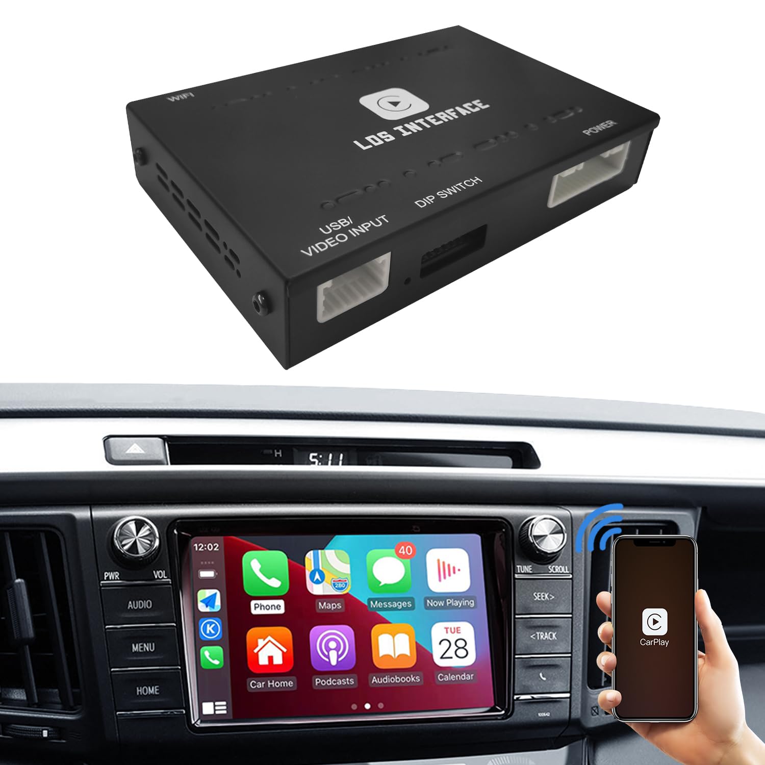 Wireless Carplay Android Auto interface for for Toyota Tacoma Tundra RAV4 4Runner Highlander 2014-2019