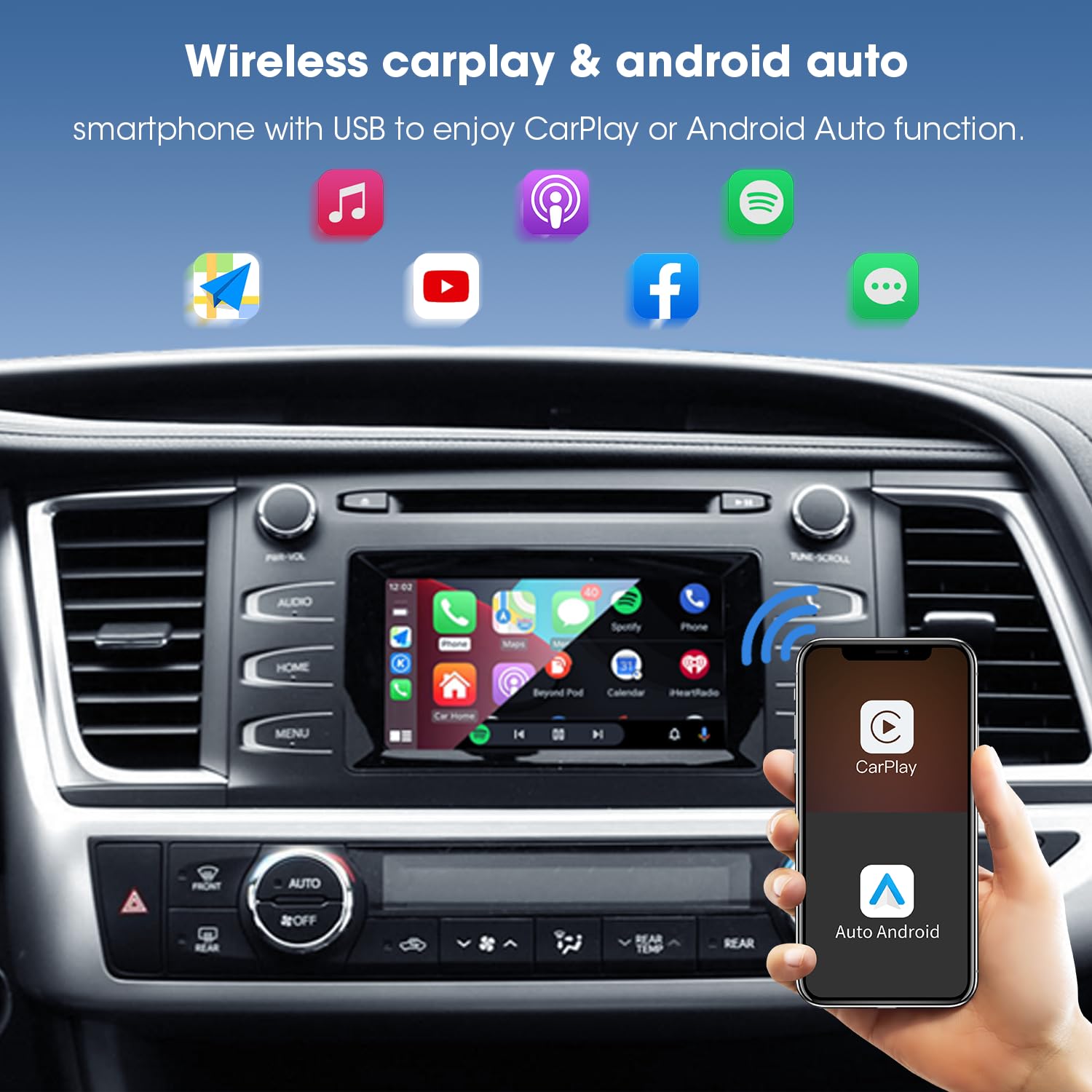 Wireless Carplay Android Auto interface for for Toyota Tacoma Tundra RAV4 4Runner Highlander 2014-2019 - Image 9
