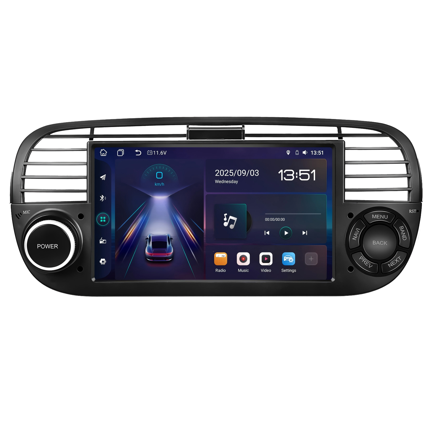7″ Linux Car Stereo for Fiat 500 Abarth 2007-2015, Wireless Carplay Android Auto