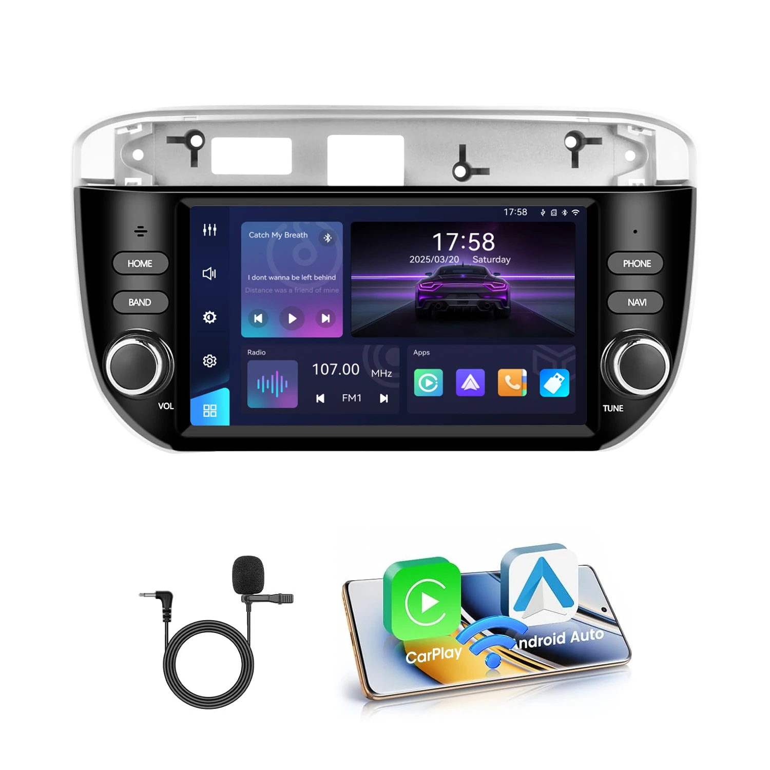 7″ Linux Car Stereo for Fiat Punto (199-310) 2012-2016 Linea (323) 2012-2016, Wireless Carplay Android Auto - Image 2