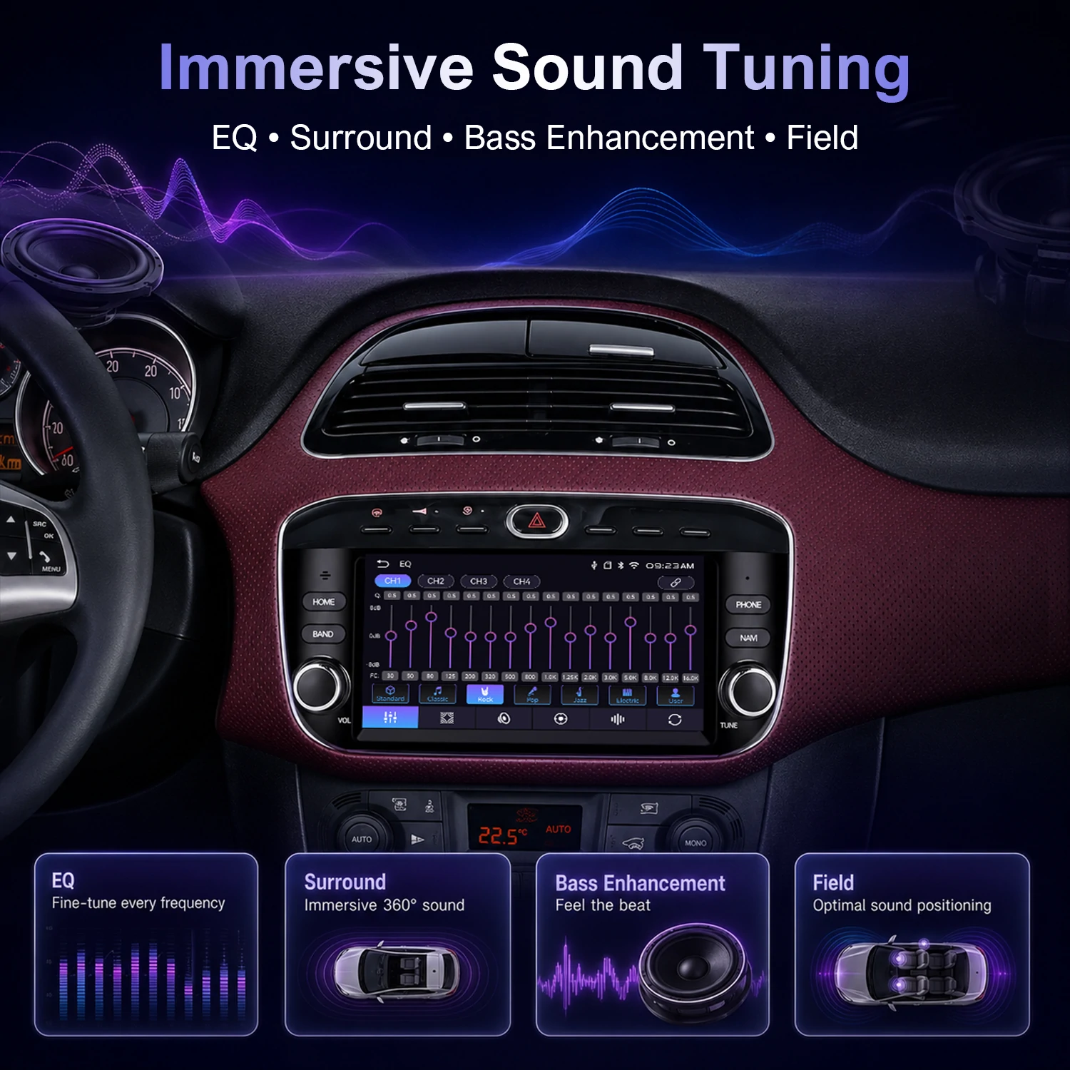 7″ Linux Car Stereo for Fiat Punto (199-310) 2012-2016 Linea (323) 2012-2016, Wireless Carplay Android Auto - Image 9