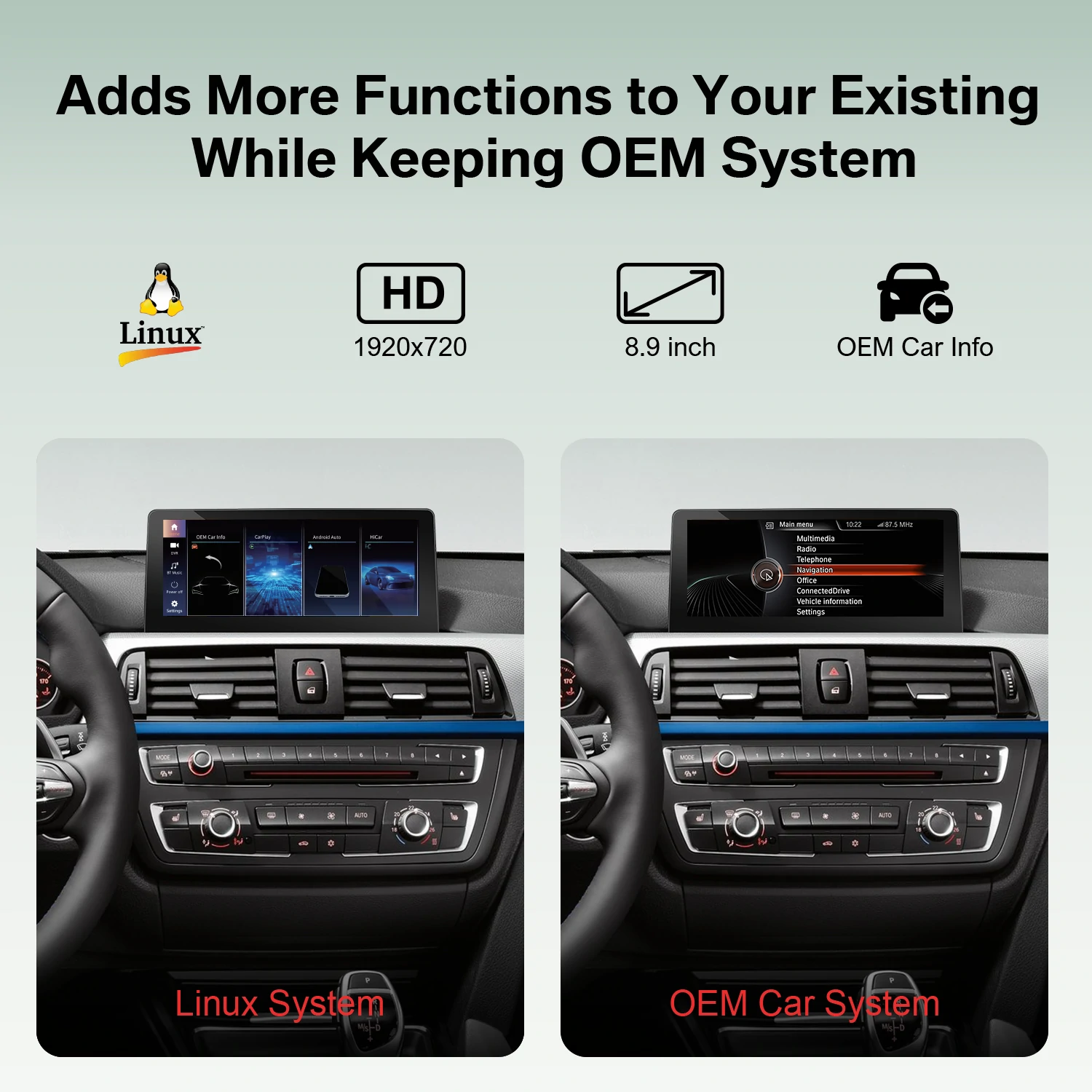 10.25" Linux Screen for BMW 1/2 Series F20 F22 2016-2018 with EVO System Wireless Carplay Android Auto - Image 3