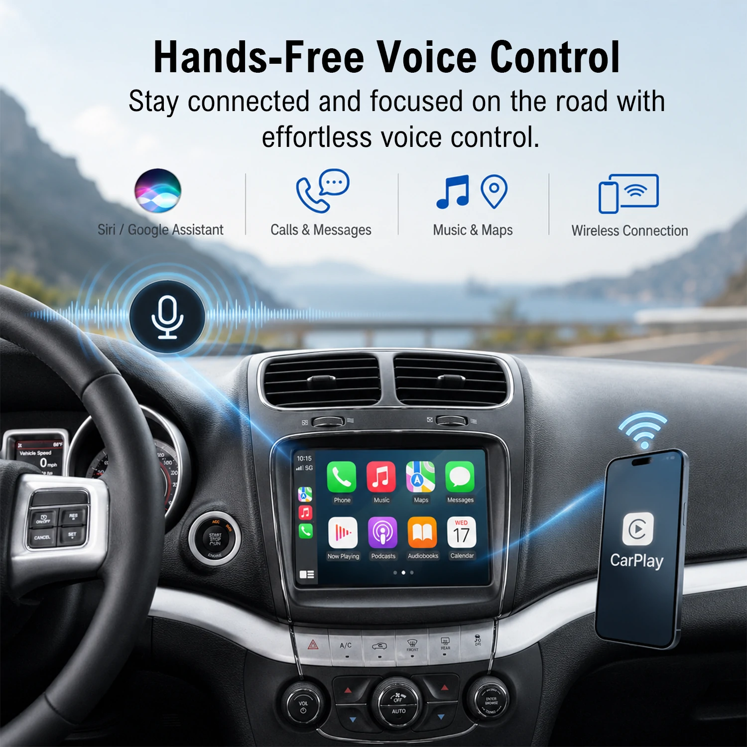 Wireless Carplay Android Auto interface for Jeep/Dodge 2013-2020, 8.4″ Screen - Image 4
